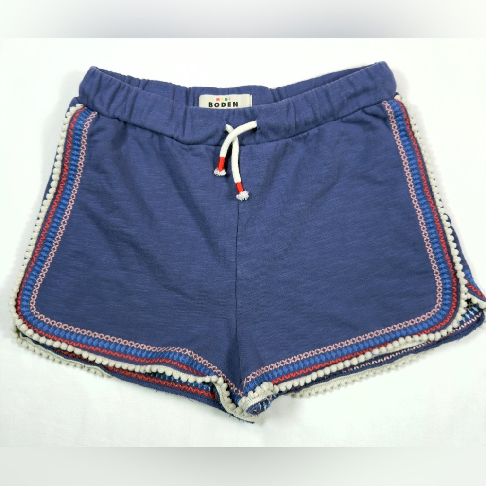 MINI BODEN Girls Knit Pom Trim Shorts Size 13Y Playful Cozy Casual Summer